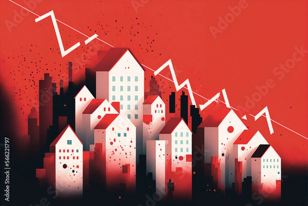 Obraz Property prices tumble - housing market crash