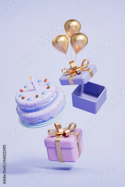 Obraz 3d rendering birthday cake picture