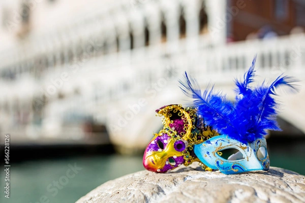 Obraz Traditional venetian mask in Venice in Italy. Colorful carnival mask 
