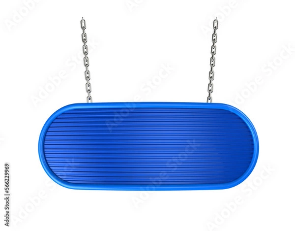 Obraz Blue metallic oval plate with chains