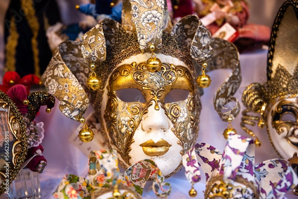 Obraz Traditional venetian mask in Venice in Italy. Colorful carnival mask 