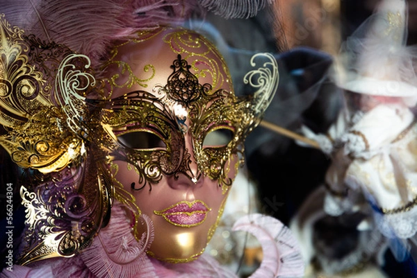 Obraz Traditional venetian mask in Venice in Italy. Colorful carnival mask 