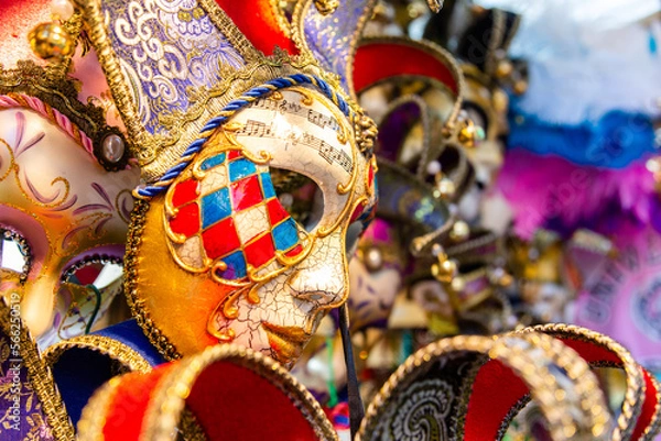 Obraz Traditional venetian mask in Venice in Italy. Colorful carnival mask 