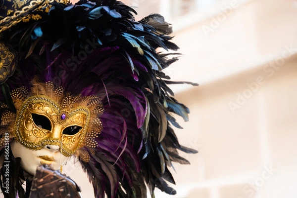 Obraz Traditional venetian mask in Venice in Italy. Colorful carnival mask 