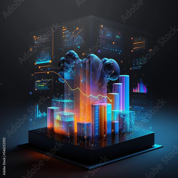 Obraz Futuristic and colorful, complex data visualization