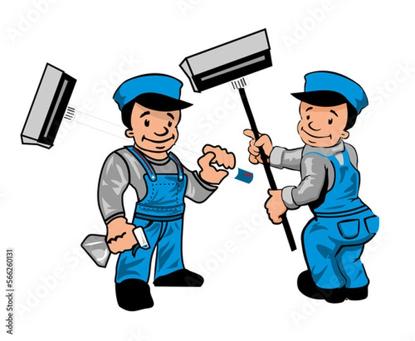 Obraz picture of a cleaning service officer with his equipment