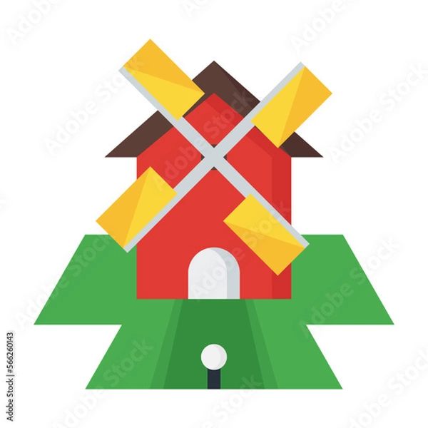 Obraz Mini golf, windmill icon in flat style vector