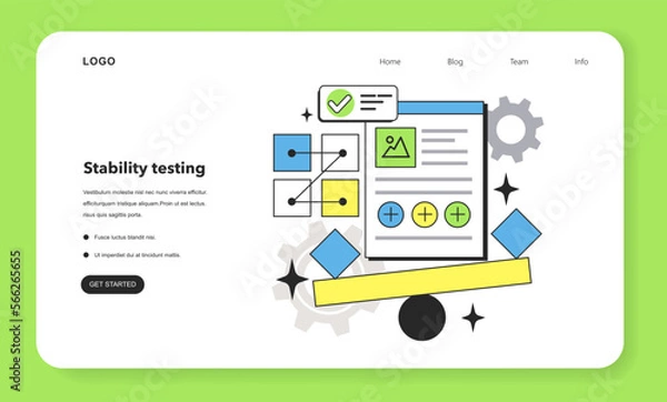 Fototapeta Stability testing technique web banner or landing page. Software testing
