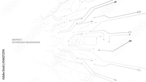 Obraz Grey white Abstract technology background, Hi-tech digital connect, Communication, High technology concept, Science background