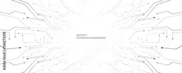 Obraz Grey white Abstract technology background, Hi-tech digital connect, Communication, High technology concept, Science background