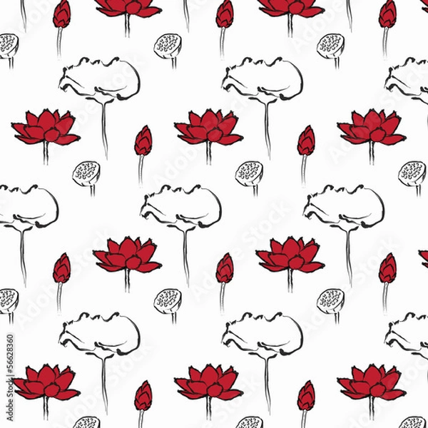 Fototapeta Lotus Seamless Pattern