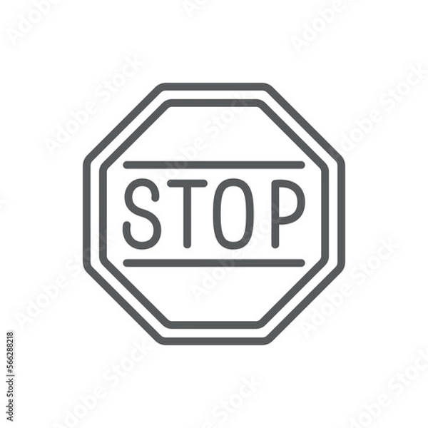 Obraz Stop sign line icon. Minimalist icon isolated on white background. Stop sign simple silhouette.