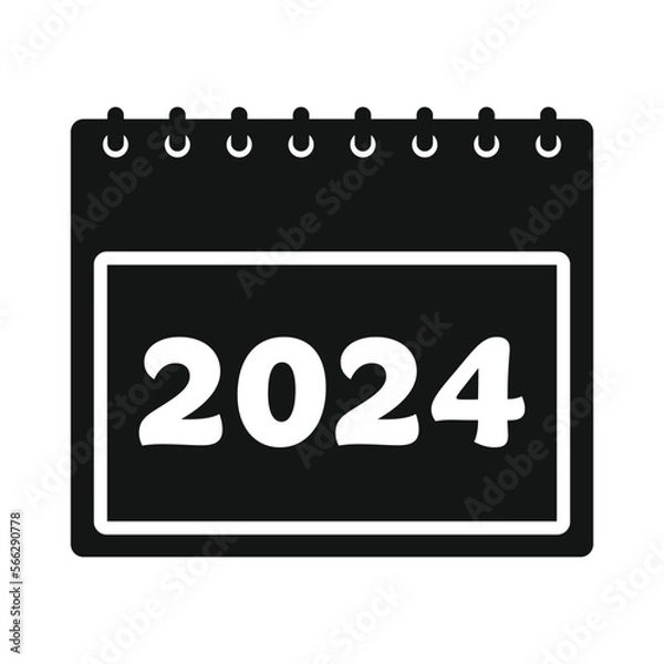 Fototapeta 2024 Calendar Black Icon. Editable Vector EPS Symbol Illustration.