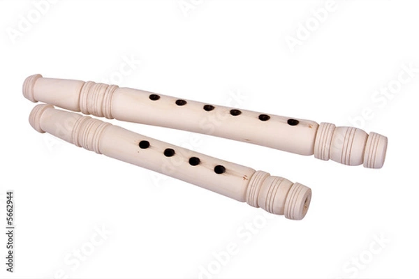 Obraz Two wooden pipes isolated on white background