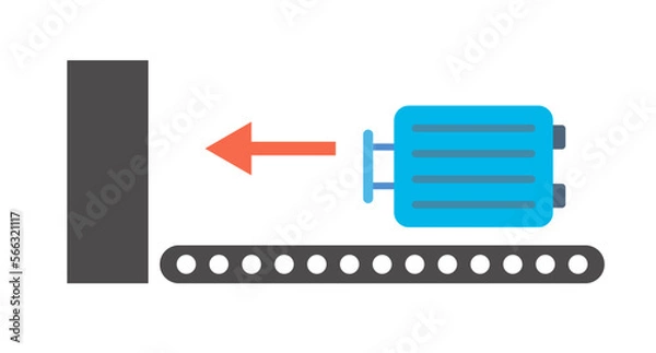 Fototapeta Flat design airport baggage inspection icons. Baggage security check. Vector.
