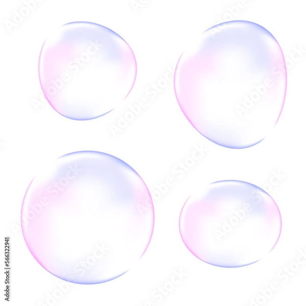 Obraz エレガントな配色の透明な球体のベクターイラストセット（グラデーションメッシュ使用）