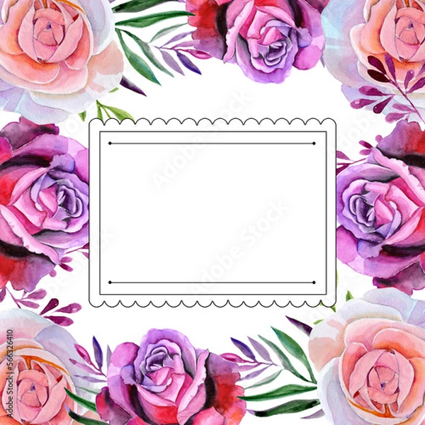 Obraz 
Watercolor frames for congratulations with roses.