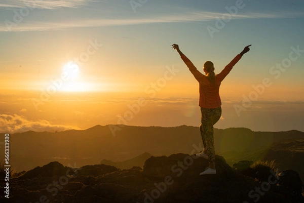 Fototapeta silhouette of a person in the mountains