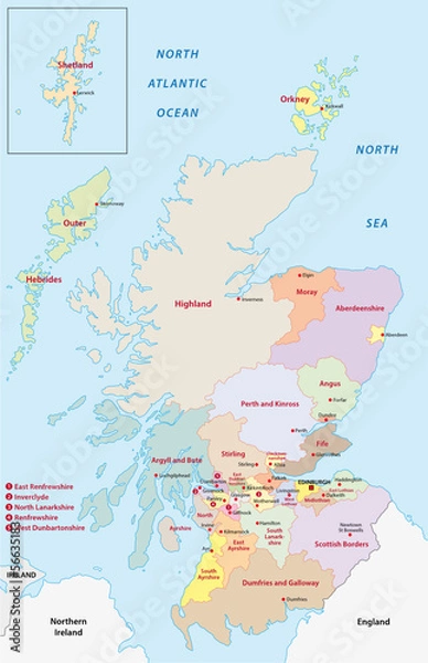 Fototapeta scotland administrative map