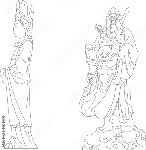 Fototapeta Sketch vector illustration of country ethnic traditional religious classic statue