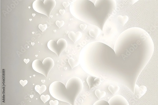 Obraz Background soft white with hearts watermark. Generative AI.