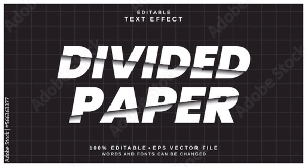Obraz Editable text style effect - Divided Paper text style theme.