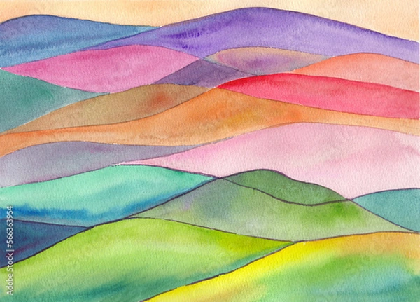 Obraz Abstract colored watercolor drawing resembling a mountain landscape.