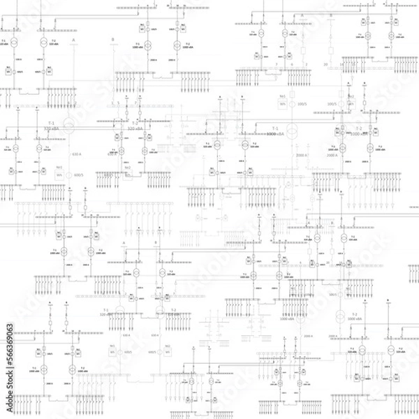Obraz Electric wiring diagram for power transformers