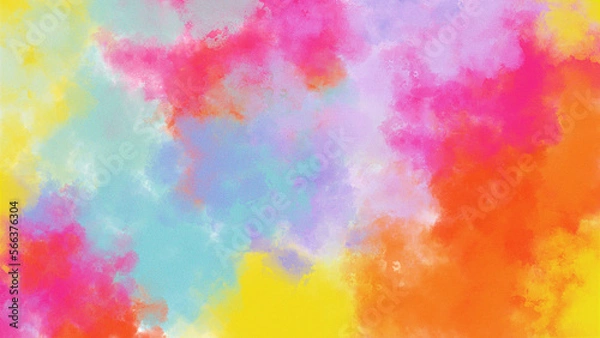 Fototapeta Easter holiday abstract background colorful paint watercolor texture, Spring pastel colors bright sky background, Holi celebration paint color powder