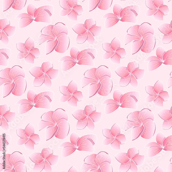 Obraz Tropical exotic plumeria flowers in simple elegant style. Decorative of frangipani floral seamless pattern. Repitable motif.