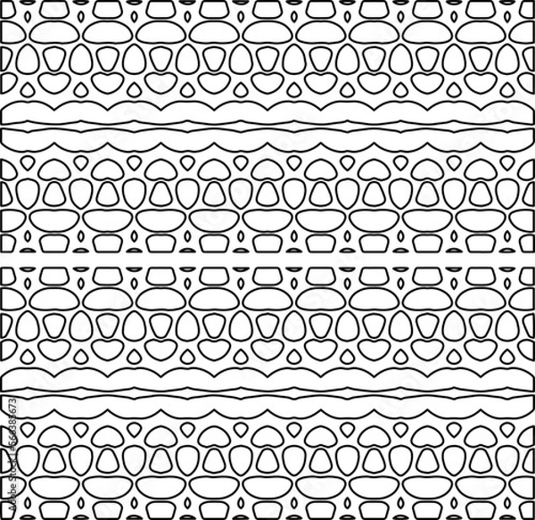 Fototapeta Stylish texture with figures from lines.
Abstract geometric black and white pattern for web page, textures, card, poster, fabric, textile. Monochrome graphic repeating design. 