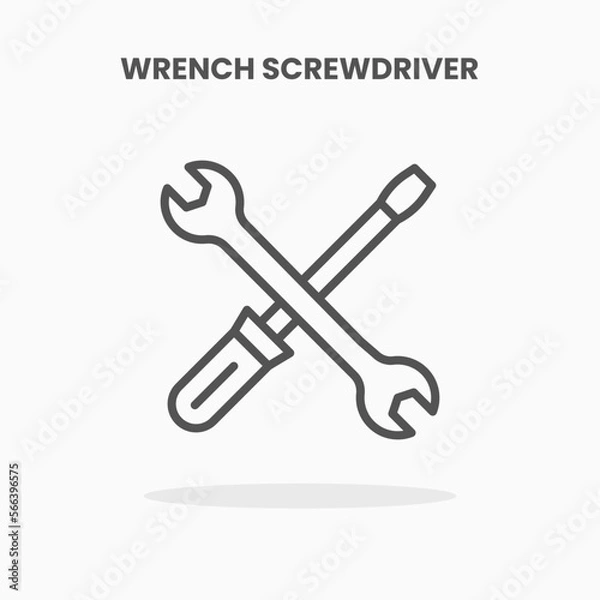 Fototapeta Wrench Screwdriver icon vector illustration line style. Great design for web, app and more. Editable Stroke and pixel perfect.