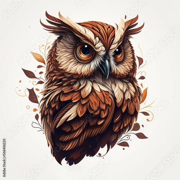 Obraz Owl Logo Illustration. Tattoo Style. Generative AI