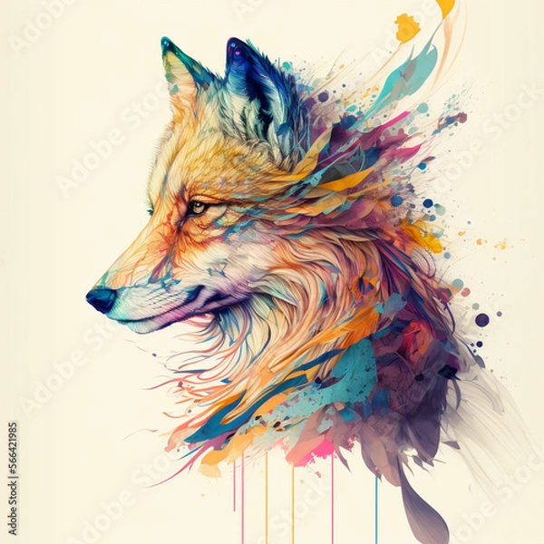 Obraz Colorful Fox, AI Generated, Generated, AI