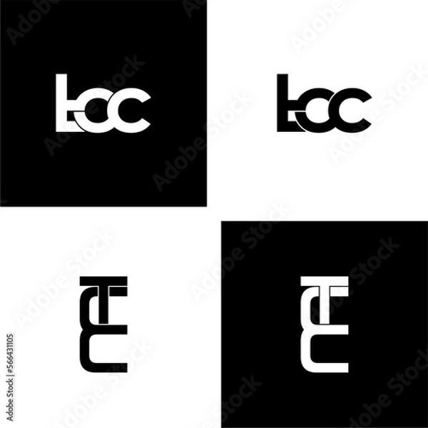 Fototapeta tcc lettering initial monogram logo design set