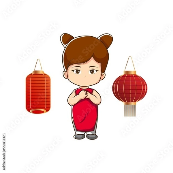 Obraz Premium vector l chinese cute vector illustration