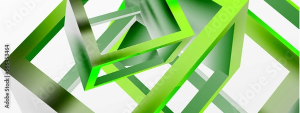 Fototapeta 3D cube shapes vector geometric background. Trendy techno business template for wallpaper, banner, background or landing