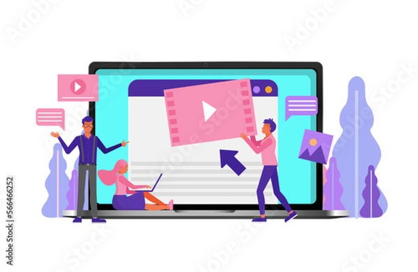 Fototapeta Motion graphic concept. People character vector design.