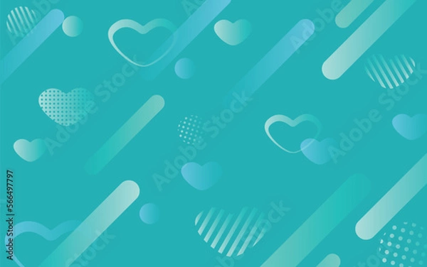 Fototapeta ハートの背景　ハートをアレンジしたメンフィス風模様