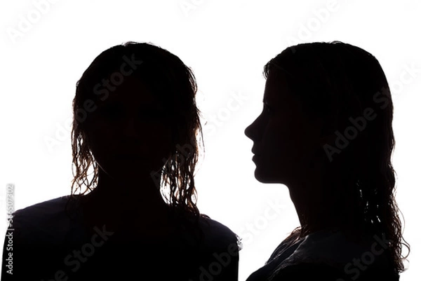 Fototapeta silhouette of a girl on a white background