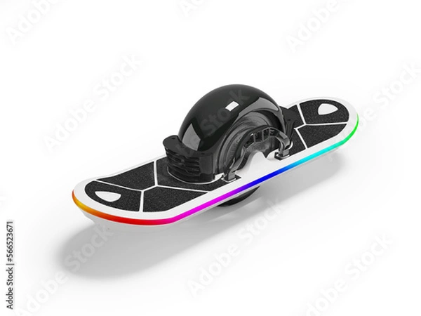 Fototapeta 3d illustration of gyroscooter board on one wheel for on white background with shadow