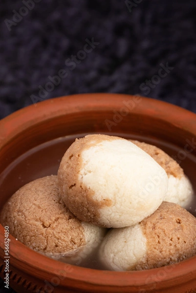 Obraz Indian Mithai Chocolate Rasgulla Also Called Choco Gulla, Rasagola, Rosgola, Roshogolla, Rossogolla, Rasbhari Or Rasbari Is Ball Shaped Dumpling Made Of Chhena, Sugar Syrup, Chena, Panir ,Paneer