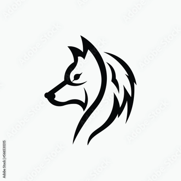 Fototapeta Wolf Silhoutte  Vector Logo Illustration. Black Wolf Silhoutte Concept White Isolated. Flat Cartoon Style Suitable for Web Landing Page, Banner, Flyer, Sticker