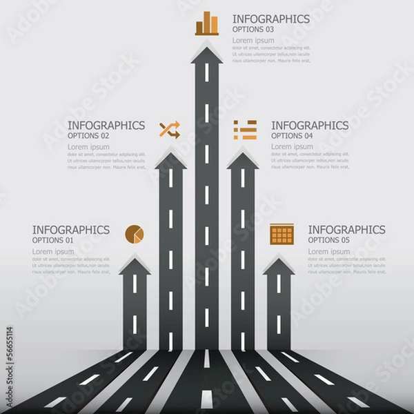 Fototapeta Szablon projektu infografiki ulicy i znak