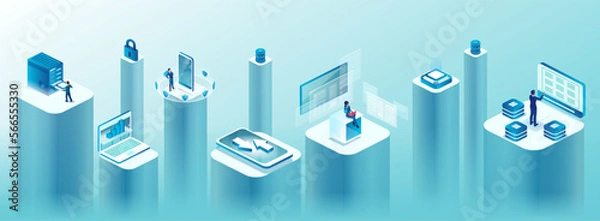 Obraz vector of digital technology, big data analysis and computer secured network