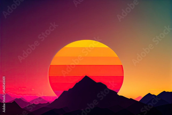 Obraz Abstract minimalist sunrise in bright colors