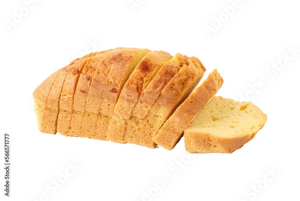 Fototapeta Sliced pound cake isolated on transparent background
