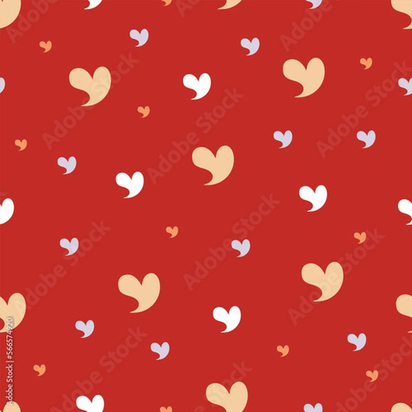 Fototapeta Red love tiny doodle Valentine heart pattern