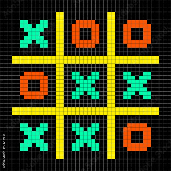 Fototapeta 8-bit Pixel Art Noughts and Crosses - Stalemate Game