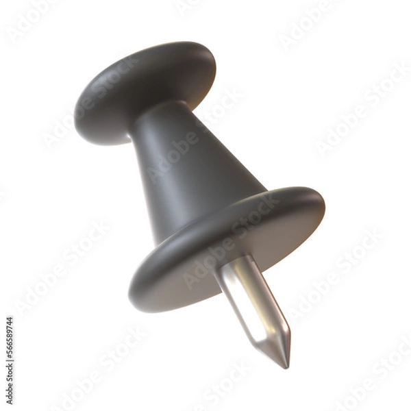 Fototapeta 3d cute black push pin for reminder and memo